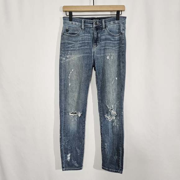 Judy Blue relaxed fit distressed straight leg jeans juniors size 7/28 - Picture 2 of 9